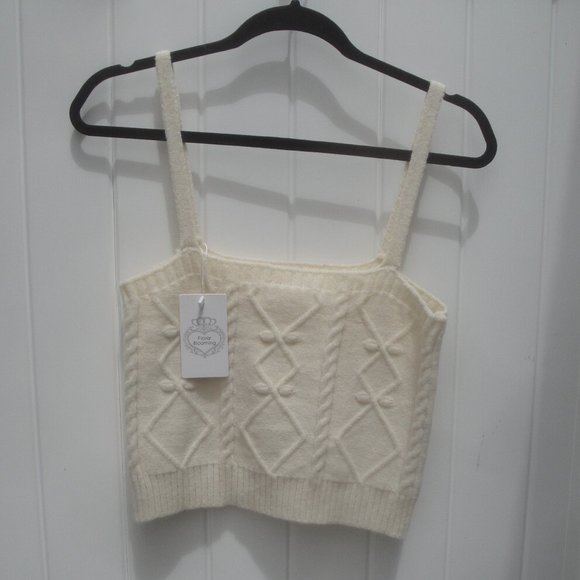 Floral Blooming Tank Top ONLY Cream Sweater Knit Med - Picture 2 of 4